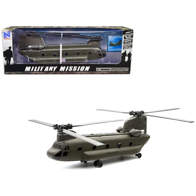 Boeing Ch-47 Chinook Aircraft "United States Army" Olive Drab "Military Mission" Series 1/60 Diecast Model By New Ray 1