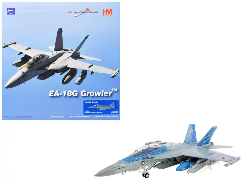 Boeing Ea-18G Growler Aircraft "168256 Vaq-139 Cougars" (2025) United States Navy "Air Power Series" 1/72 Diecast Model By Hobby Master 1