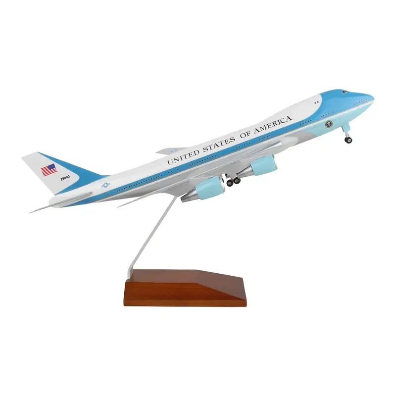 Boeing Vc-25A Commercial Aircraft With Landing Gear "Air Force One - United States Of America" (29000) White With And Blue Stripes 1/200 Plastic Model By Skymarks 1
