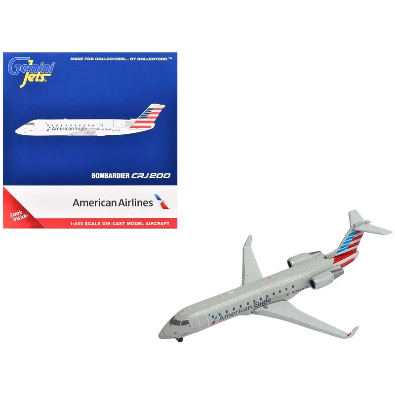 Bombardier Crj200 Commercial Aircraft "American Eagle - Air Wisconsin" (N420aw) Gray With Red And Blue Tail 1/400 Diecast Model Airplane By Geminijets 1