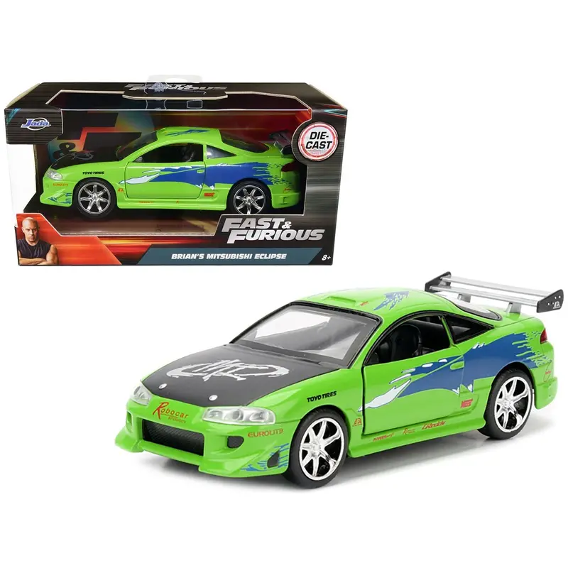 Brian's 1995 Mitsubishi Eclipse Green With Graphics "Fast & Furious" Movie 1/32 Diecast Model Car By Jada 1