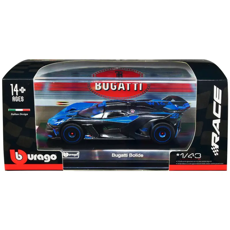 Bugatti Bolide Blue And Carbon Gray "Race" Series 1/43 Diecast Model Car By Bburago 1
