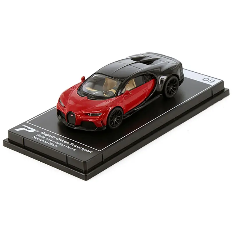 Bugatti Chiron Supersport Italian Red And Nocturne Black "Hypercar League Collection" 1/64 Diecast Model Car By Postercars 1