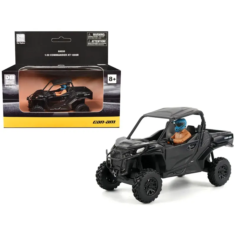Can-Am Commander Xt 1000R Matt Black With Driver Figure 1/32 Diecast Model By Brp Models 1
