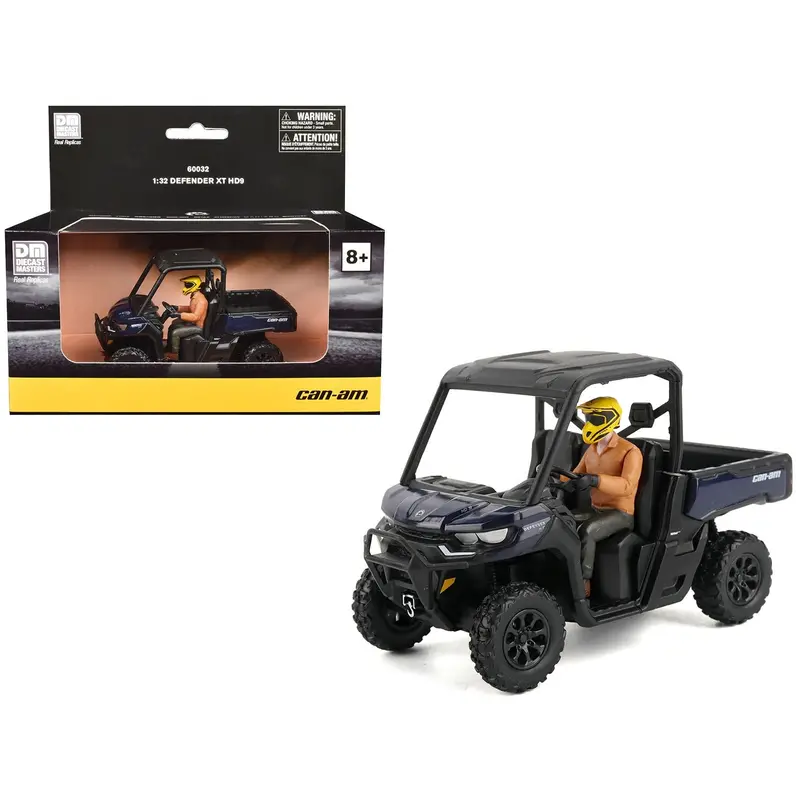 Can-Am Defender Xt Hd9 Navy Blue And Black With Driver Figure 1/32 Diecast Model By Brp Models 1