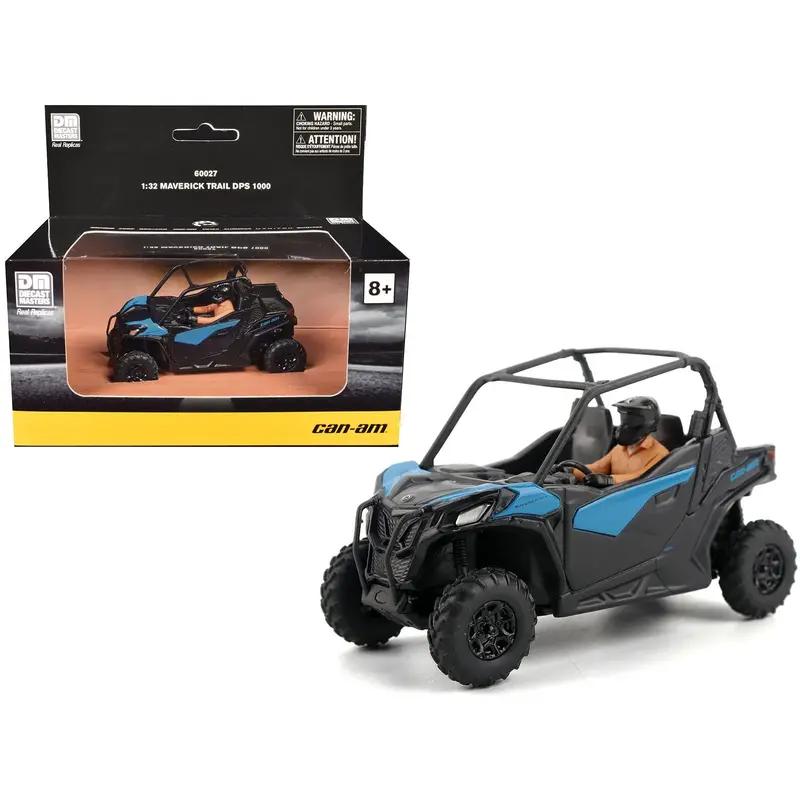 Can-Am Maverick Trail Dps 1000 Blue And Black With Driver Figure 1/32 Diecast Model By Brp Models 1