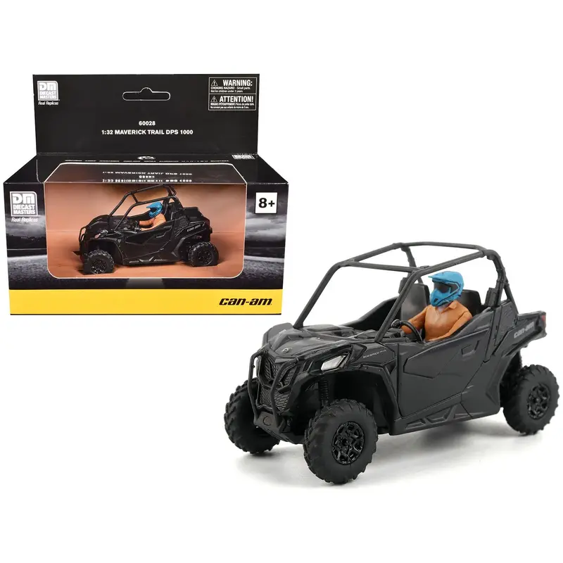 Can-Am Maverick Trail Dps 1000 Matt Black With Driver Figure 1/32 Diecast Model By Brp Models 1
