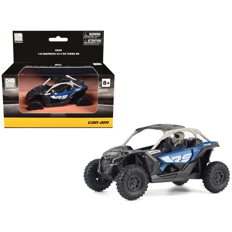 Can-Am Maverick X3 X Rs Turbo Rr Intense Blue And Chalk Gray With Driver Figure 1/32 Diecast Model By Brp Models 1