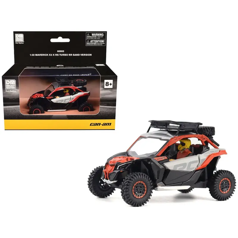 Can-Am Maverick X3 X Rs Turbo Rr Sand Version Chalk Gray And Magma Red With Driver Figure 1/32 Diecast Model By Brp Models 1