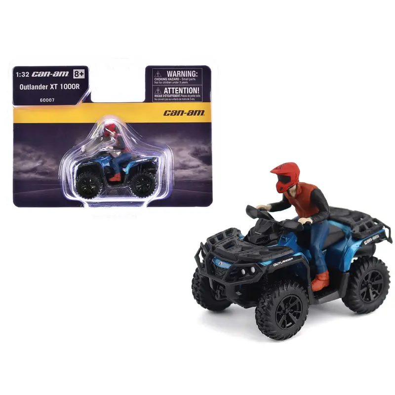 Can-Am Outlander Xt 1000R Atv Oxford Blue Metallic With Driver Figure 1/32 Diecast Model By Brp Models 1