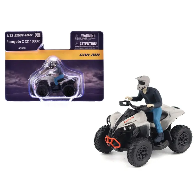 Can-Am Renegade X Xc 1000R Atv Chalk Gray With Driver Figure 1/32 Diecast Model By Brp Models 1