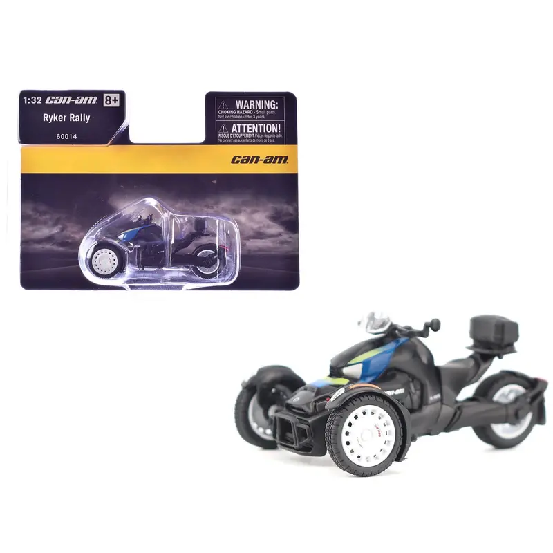 Can-Am Ryker Rally 3-Wheel Motorcycle Galactic Blue And Black 1/32 Diecast Model By Brp Models 1