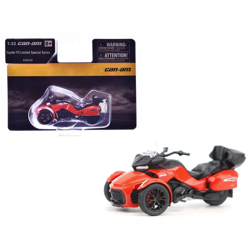 Can-Am Spyder F3 Limited Special Series 3-Wheel Motorcycle Viper Red 1/32 Diecast Model By Brp Models 1
