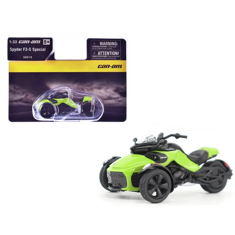 Can-Am Spyder F3-S Special 3-Wheel Motorcycle Manta Green 1/32 Diecast Model By Brp Models 1
