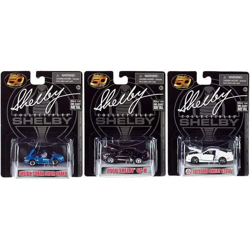 "Carroll Shelby 50Th Anniversary" 3 Piece Set 2022 Release 1/64 Diecast Model Cars By Shelby Collectibles 1