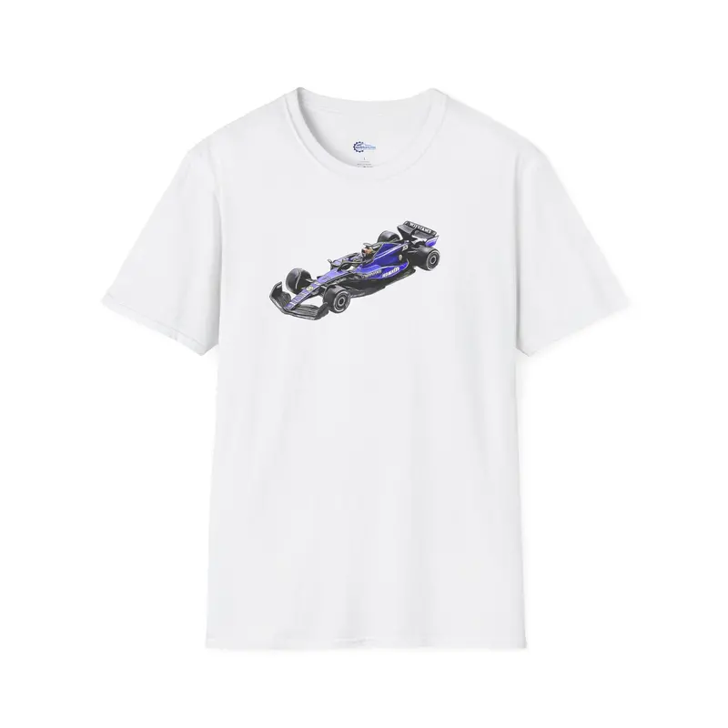 Cartoon Art Formula One Racing T-Shirt - Williams Fw46 #2 Logan Sargeant 'Bahrain Gp' Design 7