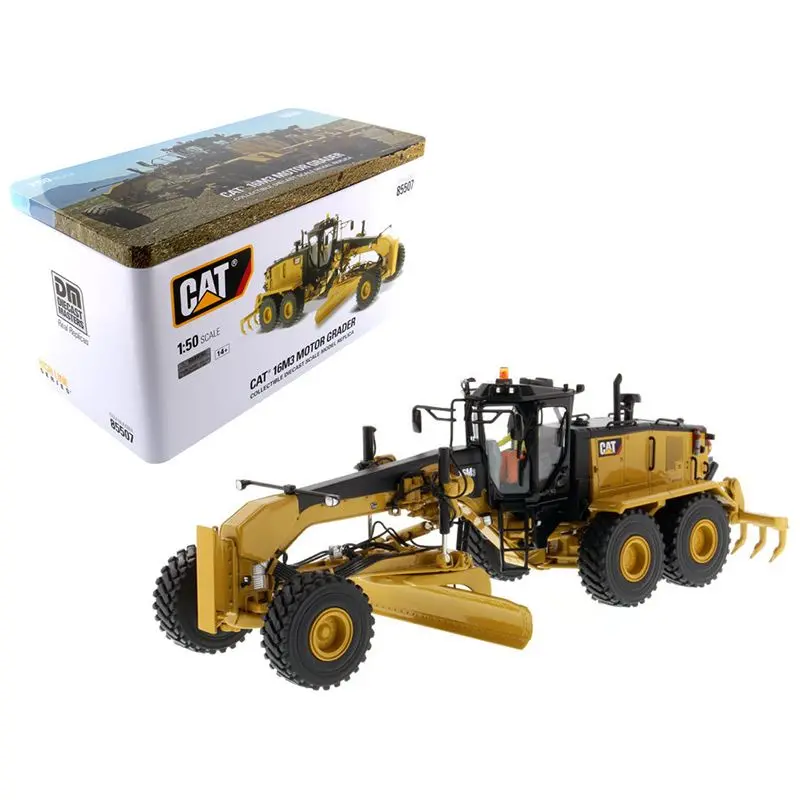 Cat Caterpillar 16M3 Motor Grader With Operator "High Line Series" 1/50 Diecast Model By Diecast Masters 1