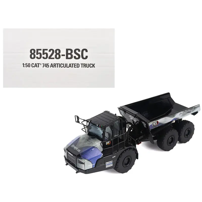 Cat Caterpillar 745 Articulated Dump Truck "Brent Scarbrough & Co. - Back The Blue" Black With Graphics "High Line" Series 1/50 Diecast Model By Diecast Masters 1