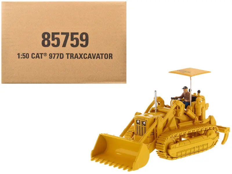 Cat Caterpillar 977D Traxcavator Yellow With Operator "Vintage Series" 1/50 Diecast Model By Diecast Masters 1