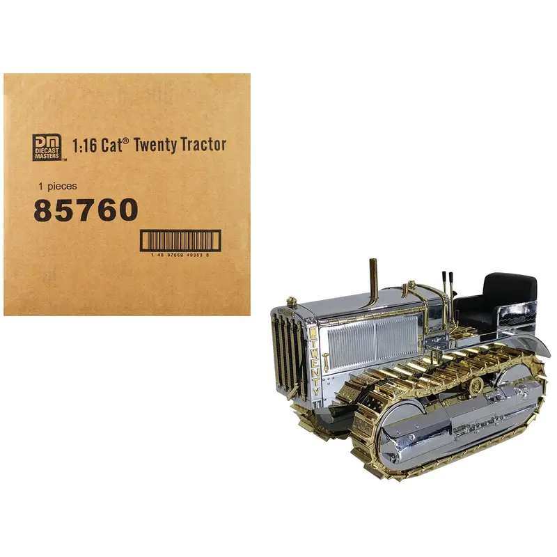 Cat Caterpillar Twenty Tractor "100Th Anniversary" Chrome And Gold "Centennial Series" 1/16 Diecast Model By Diecast Masters 1