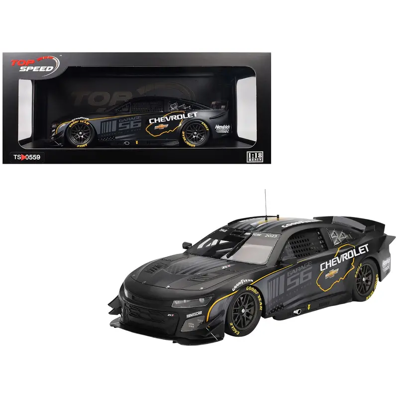 Chevrolet Camaro Zl1 #24 "Hendrick Motorsports Test Car" Matt Black With Graphics 1/18 Model Car By Top Speed 1
