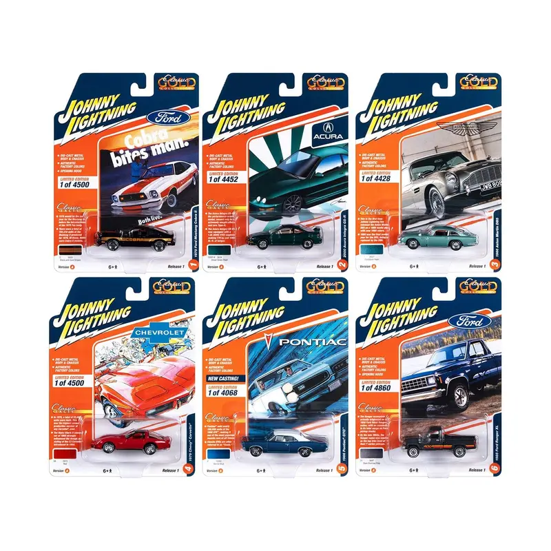 "Classic Gold Collection" 2023 Set A Of 6 Cars Release 1 1/64 Diecast Model Cars By Johnny Lightning 1