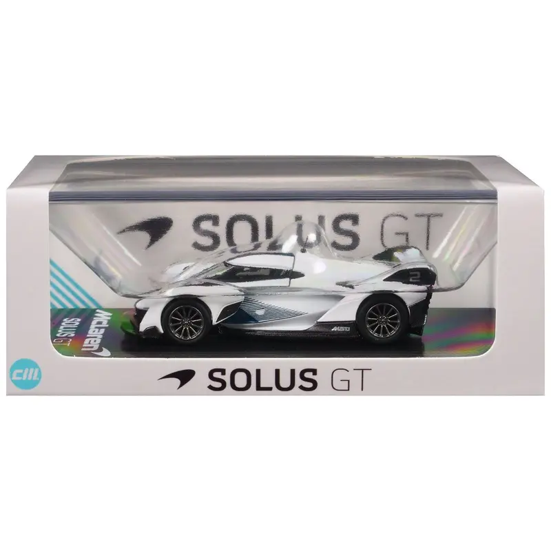 Cm Models Mclaren Solus Gt White With Blue Stripes 1/64 Diecast Model Car By Cm Models 1