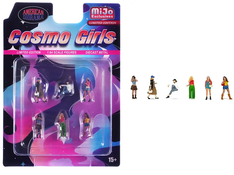 "Cosmo Girls" 6 Piece Diecast Figure Set (6 Figures) Limited Edition For 1/64 Scale Models By American Diorama 1