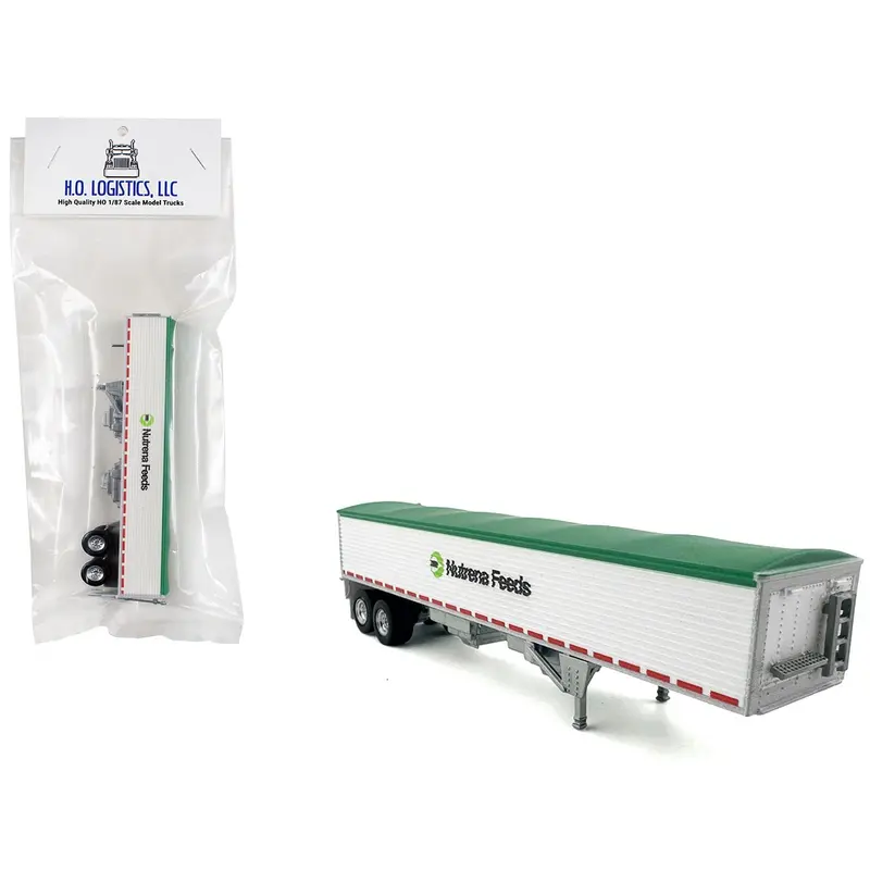 Covered Grain Trailer White With Green Tarp "Nutrena Feeds" 1/87 (Ho) Plastic Model Car By Ho Logistics 1