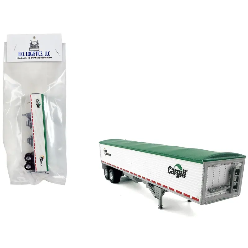 Covered Grain Trailer White With Green Tarp "Sunglo - Cargill" 1/87 (Ho) Plastic Model Car By Ho Logistics 1