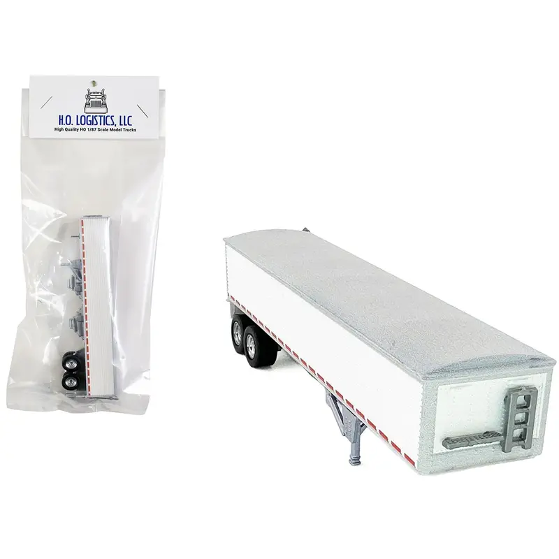 Covered Grain Trailer White With Silver Tarp 1/87 (Ho) Plastic Model Car By Ho Logistics 1