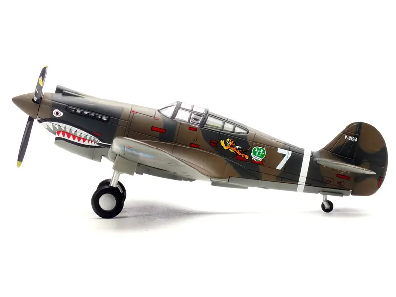 Curtiss P-40B/C Warhawk Fighter Aircraft "White 7 1St Squadron Flying Tigers Chinese Air Force" (1942) 1St American Volunteer Group 1/72 Diecast Model Airplane By Legion 1