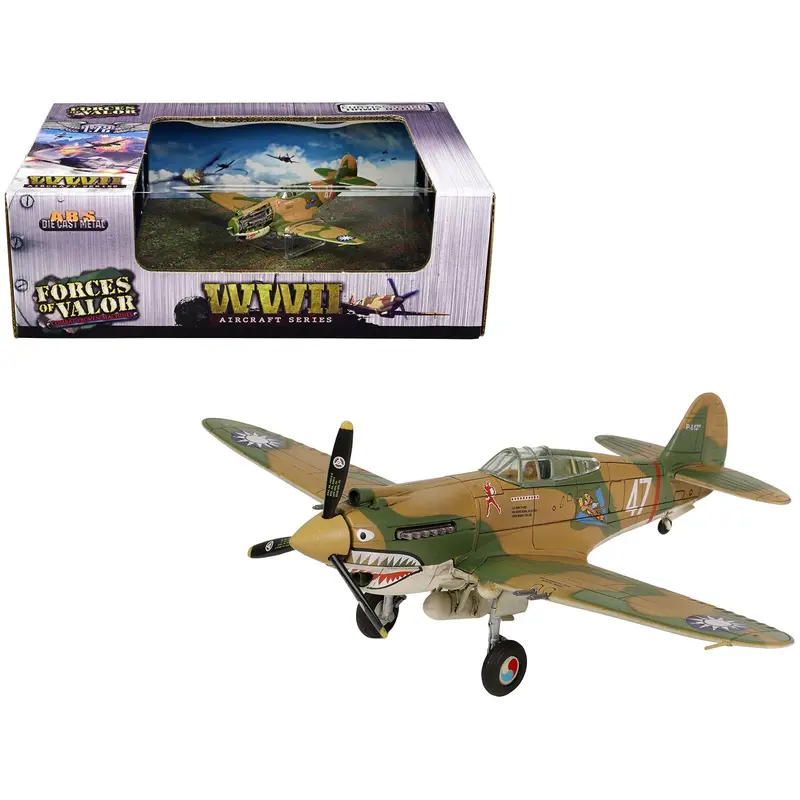 Curtiss P-40B Hawk 81A-2 Aircraft Fighter "3Rd Pursuit Squadron American Volunteer Group P-8127 Serial : 47 China" (June 1942) "Ww2 Aircrafts Series" 1/72 Diecast Model By Forces Of Valor 1
