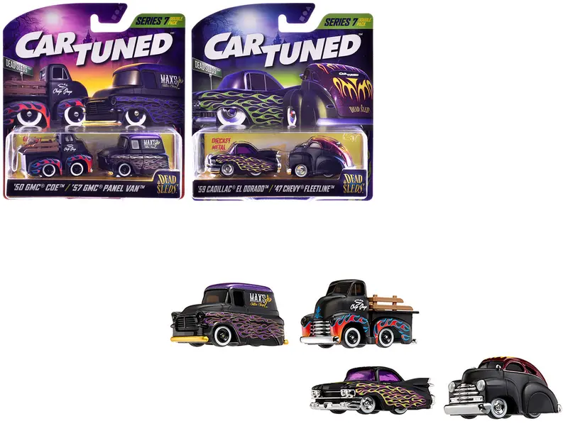 "Dead Sleds" Double Pack Series 7 Set Of 4 Cars Diecast Model Cars By Cartuned 1