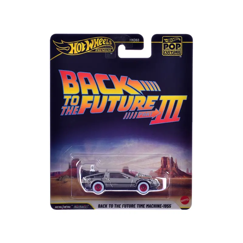 Dmc Delorean Time Machine Brushed Metal "Back To The Future Part Iii" (1990) Movie "Pop Culture" Series Diecast Model Car By Hot Wheels 1