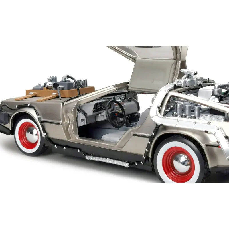 Dmc Delorean Time Machine Stainless Steel "Back To The Future: Part Iii" (1990) Movie 1/18 Diecast Model Car By Sun Star 1