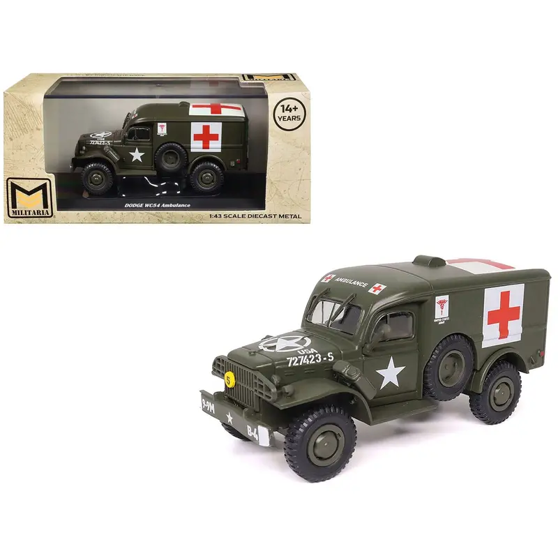 Dodge Wc54 Ambulance Olive Drab "United States Army" 1/43 Diecast Model By Militaria Die Cast 1