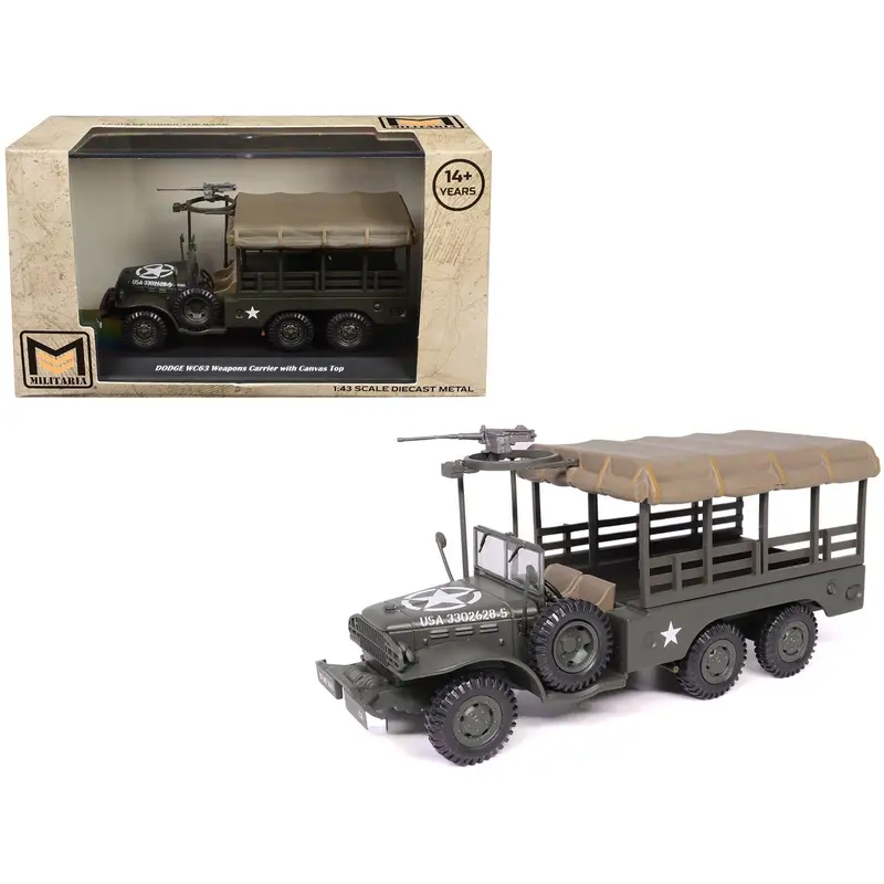 Dodge Wc63 Weapons Carrier With Canvas Top Olive Drab "United States Army" 1/43 Diecast Model By Militaria Die Cast 1
