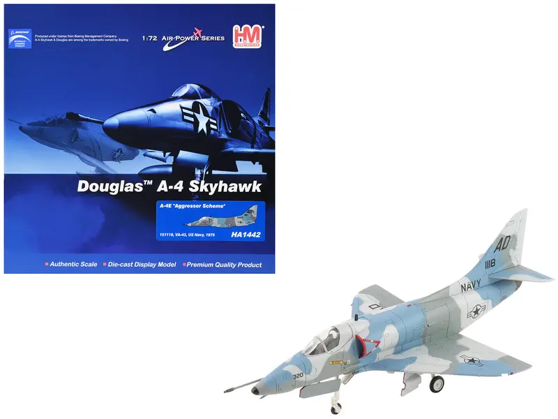 Douglas A-4E Skyhawk Aircraft "151118 Aggressor Scheme Va-43" (1975) United States Navy "Air Power Series" 1/72 Diecast Model By Hobby Master 1