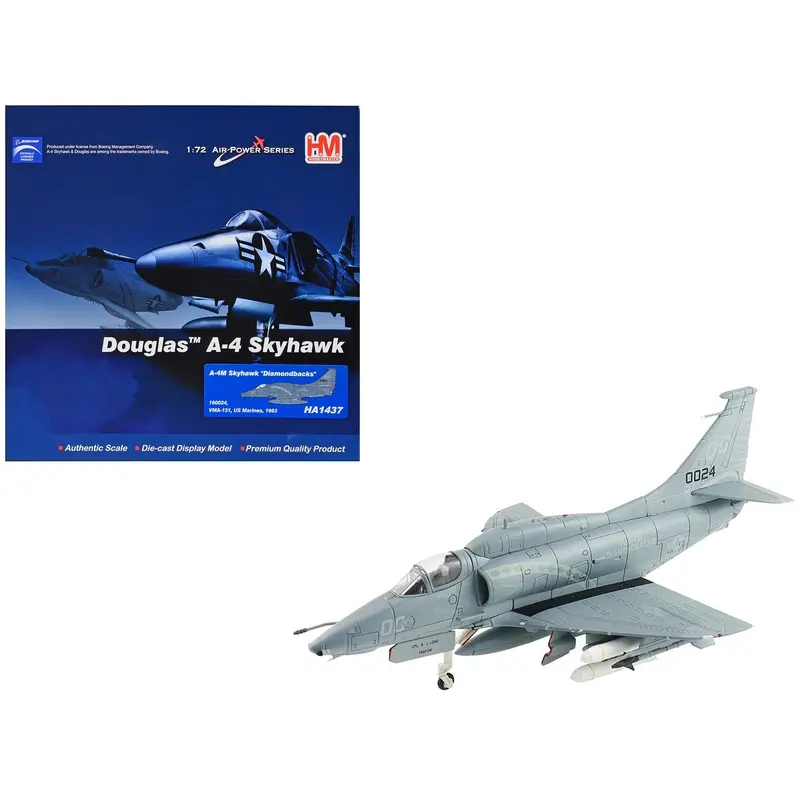 Douglas A-4M Skyhawk Aircraft "Vma-131 Diamondbacks" (1993) United States Marines "Air Power Series" 1/72 Diecast Model By Hobby Master 1