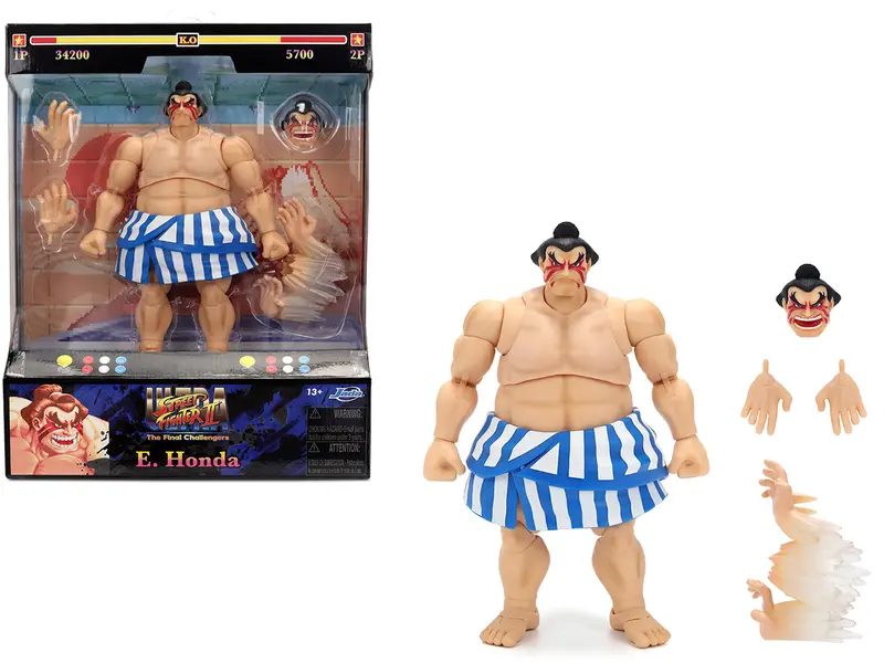 E. Honda 6.5" Moveable Figure With Accessories And Alternate Head And Hands "Ultra Street Fighter Ii: The Final Challengers" (2017) Video Game Model By Jada 1