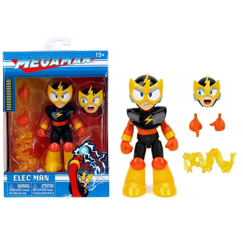 Elec Man 4.5" Moveable Figure With Accessories And Alternate Head And Hands "Mega Man" (1987) Video Game Model By Jada 1