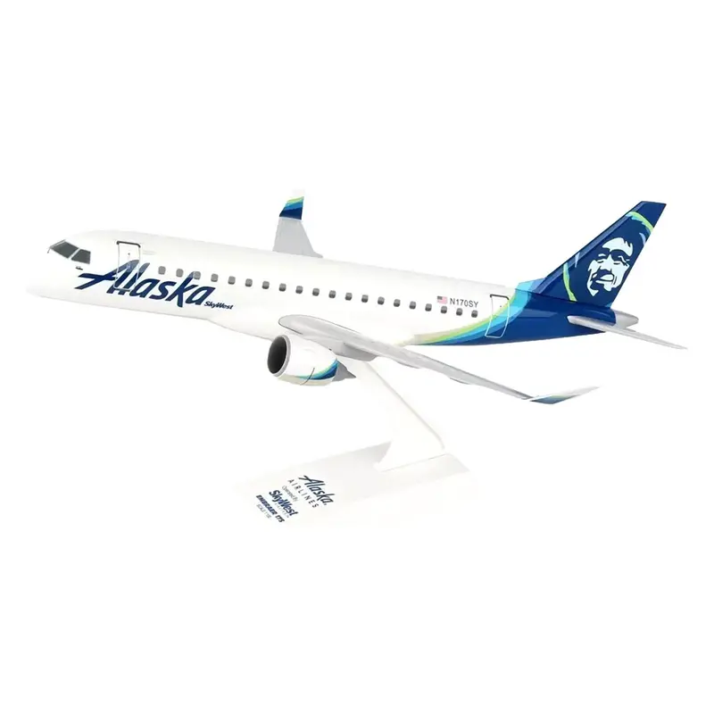 Embraer E175 Commercial Aircraft "Alaska Airlines - Skywest Airlines" (N170sy) White With Blue Tail (Snap-Fit) 1/100 Plastic Model By Skymarks 1