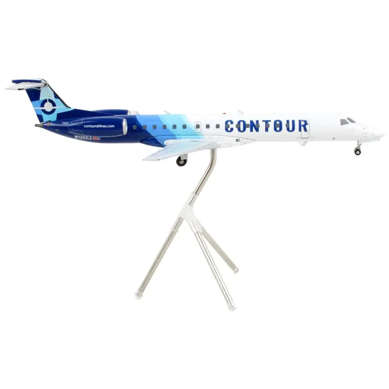 Embraer Erj-145 Commercial Aircraft "Contour Airlines" White And Blue "Gemini 200" Series 1/200 Diecast Model Airplane By Geminijets 1