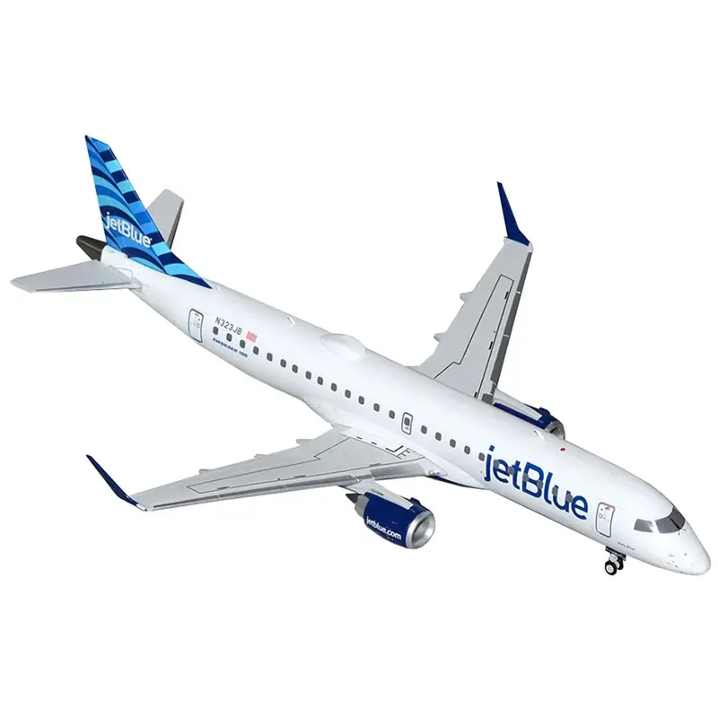 Embraer Erj-190 Commercial Aircraft "Jetblue Airways" (N323jb) White With Blue Striped Tail "Gemini 200" Series 1/200 Diecast Model Airplane By Geminijets 1