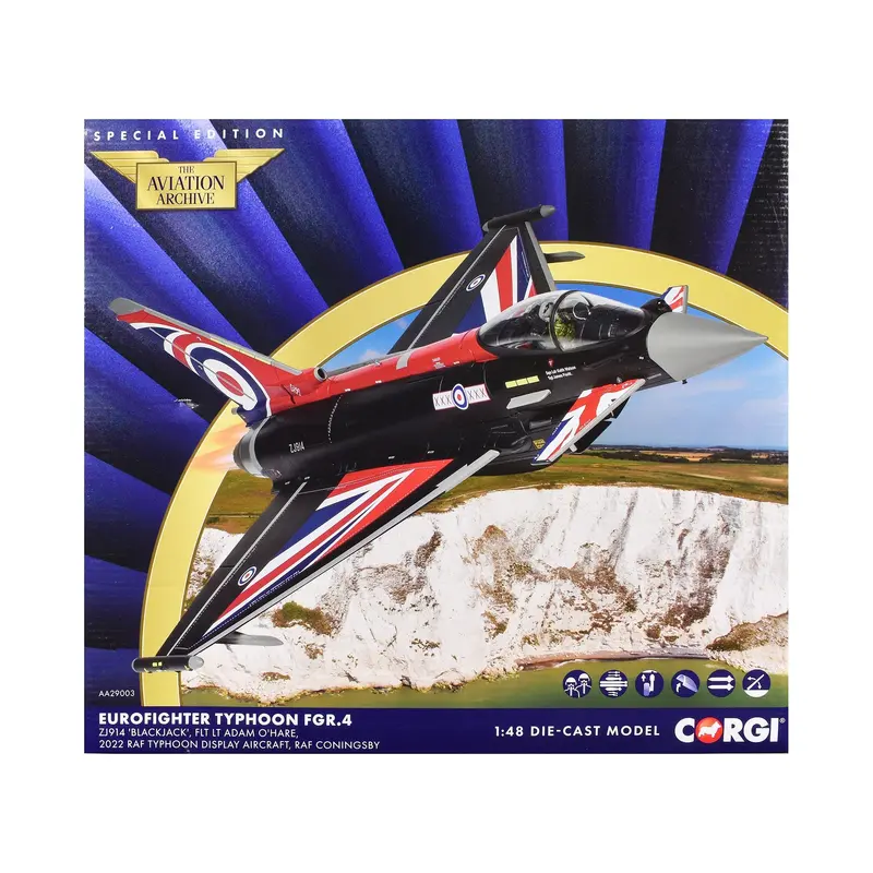 Eurofighter Typhoon Fgr4 Aircraft "Blackjack Raf Typhoon Display Aircraft" (2022) British Royal Air Force "The Aviation Archive" Series 1/48 Diecast Model By Corgi 1