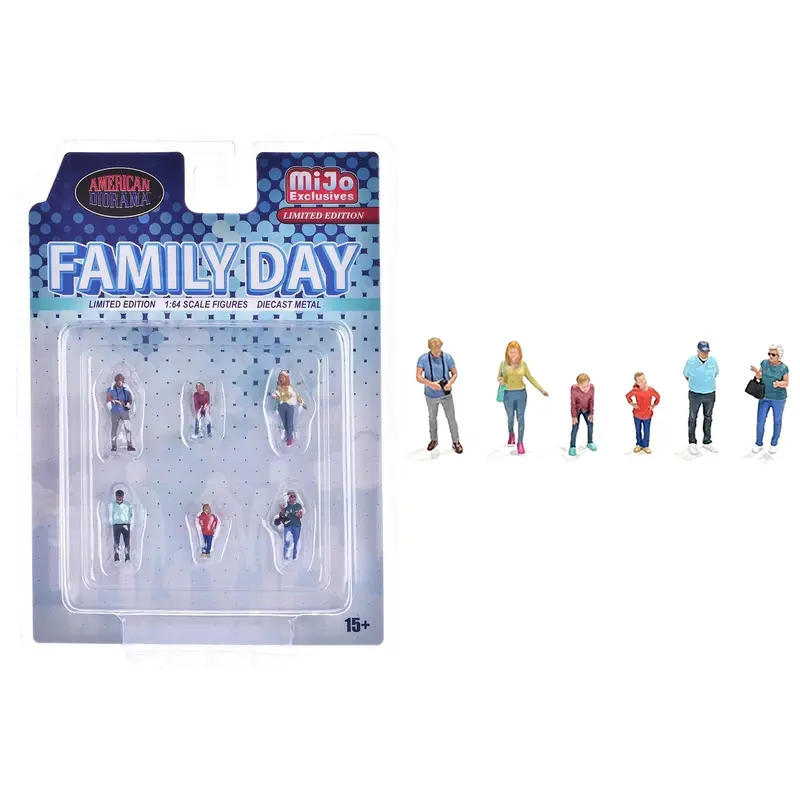 "Family Day" 6 Piece Diecast Figure Set Limited Edition For 1/64 Scale Models By American Diorama 1