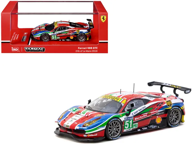 Ferrari 488 Gte #51 Gianmaria Bruni - Alessandro Pier Guidi - James Calado "Af Corse" "24 Hours Of Le Mans" (2016) "Hobby64" Series 1/64 Diecast Model Car By Tarmac Works 1
