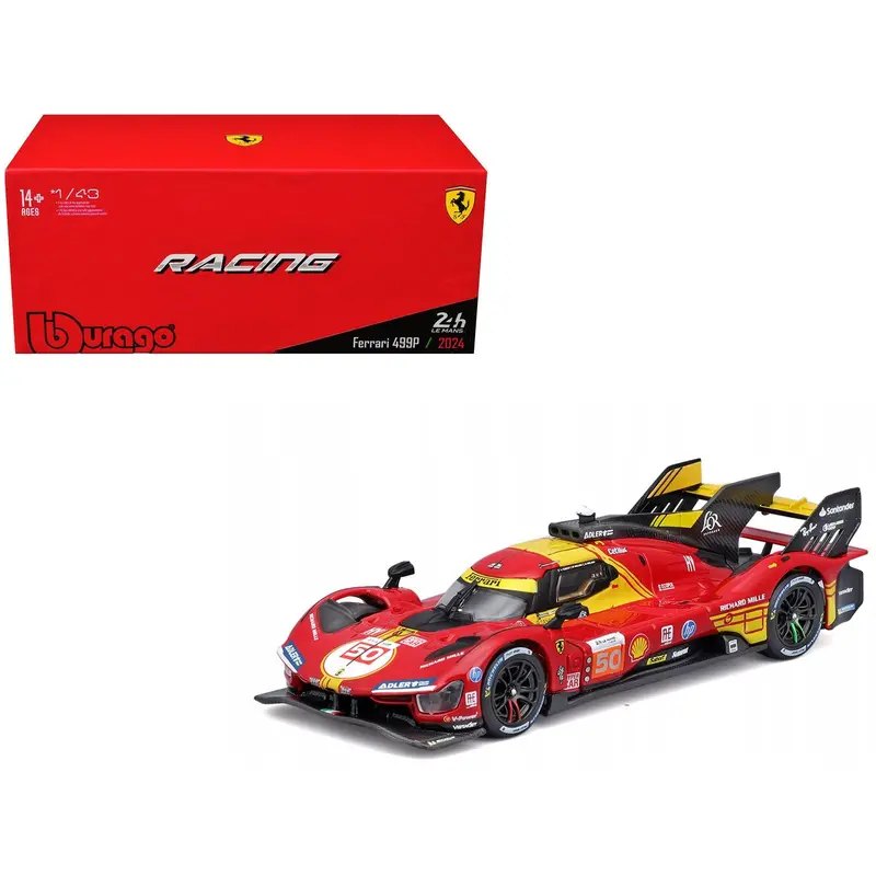 Ferrari 499P #50 Antonio Fuoco - Miguel Molina - Nicklas Nielsen "Ferrari Af Corse" Winner "24 Hours Of Le Mans" (2024) "Racing" Series 1/43 Diecast Model Car By Bburago 1