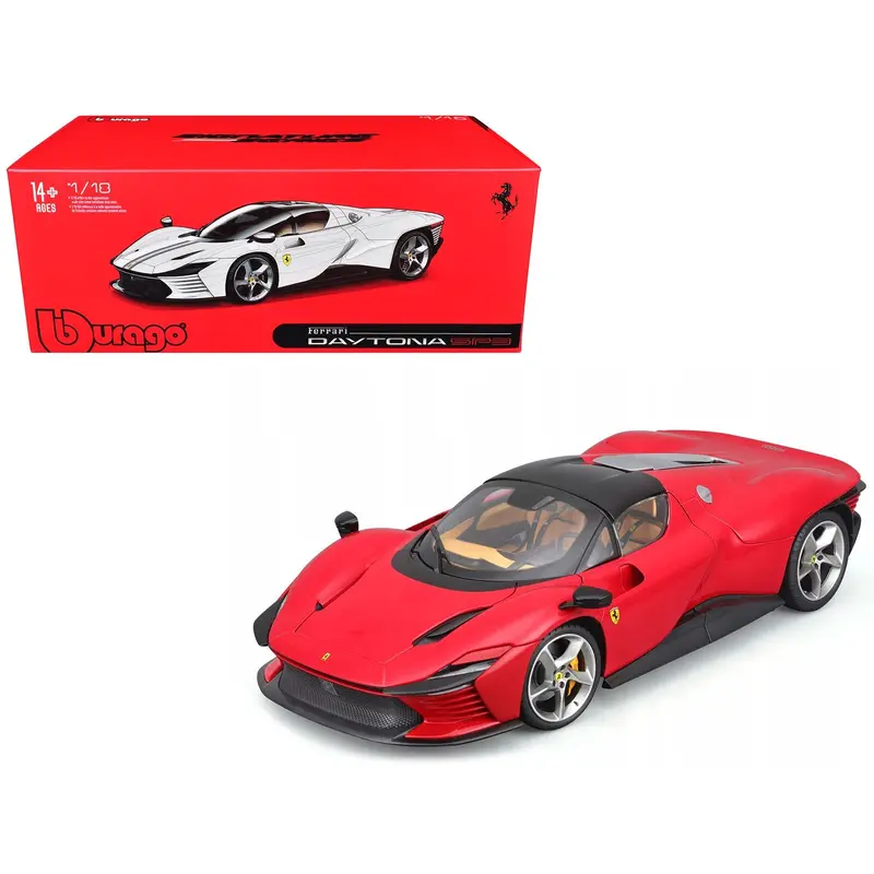 Ferrari Daytona Sp3 Red With Black Top "Signature Series" 1/18 Diecast Model Car By Bburago 1